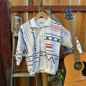 Vintage 80s Geometric Pattern Blast Petites Shirt.